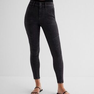 Express High Waisted Washed Black Utility Skinny High Rise Jeans Jean New Size 0